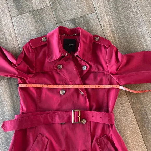 Talbots Classic red lined double breasted lightweight trench coat size 12 - Picture 4 of 10